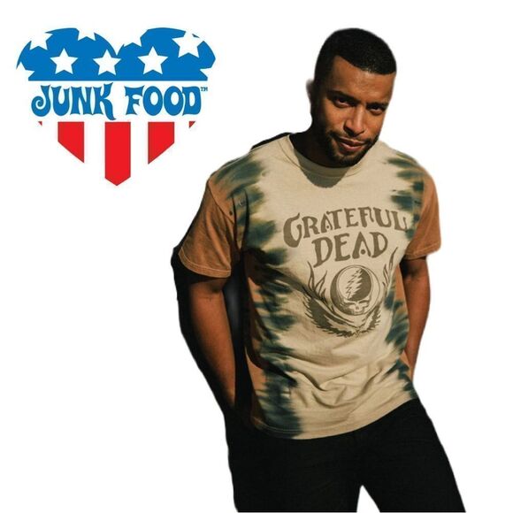 Junk Food Clothing Grateful Dead Tie-Dyed Skull and Wings Tee Shirt - Si… - Picture 1 of 4